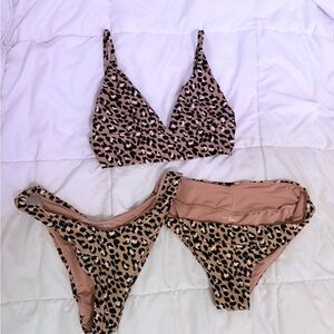 Aerie Leopard Print Bikini Set XS top / S bottoms